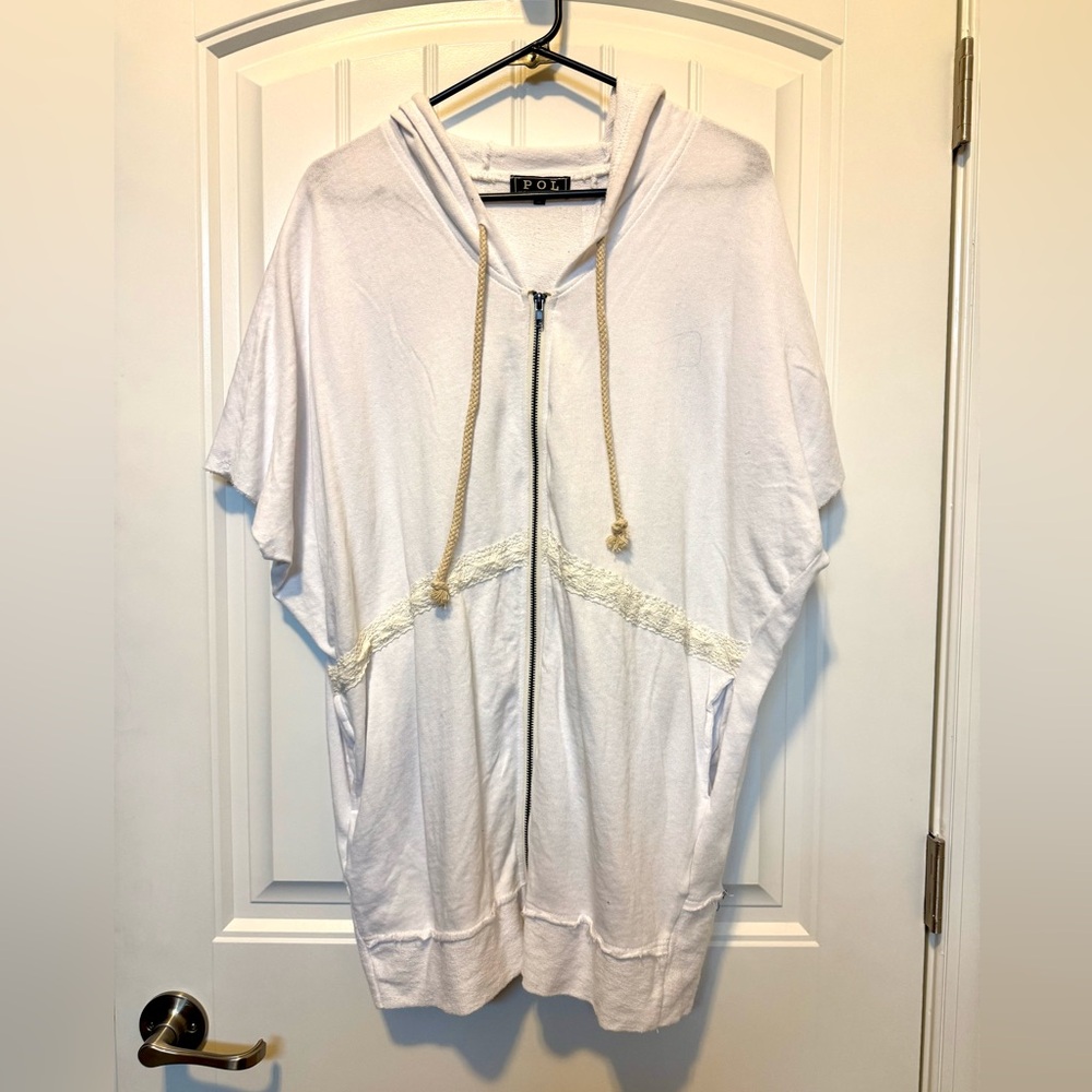 POL Cream Textured Hooded Vest Jacket M NEW